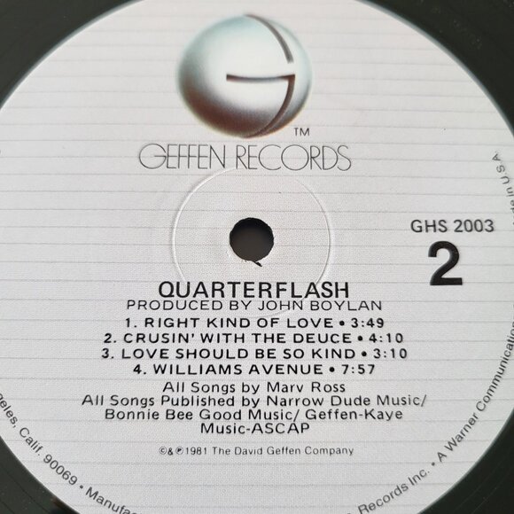 Quarterflash Self-Titled Vinyl LP 1981 Geffen Records GHS 2003 Pop Rock LP7 - Picture 6 of 9